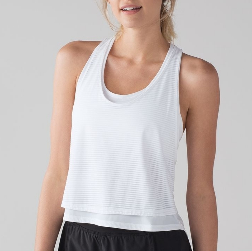 Lululemon Layered White Cropped Tank Size 4